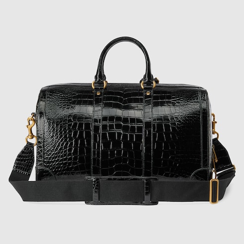 Crocodile duffle bag with Double G Detail 4