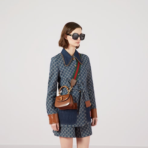Minibolsa con asa superior Gucci Bamboo 1947