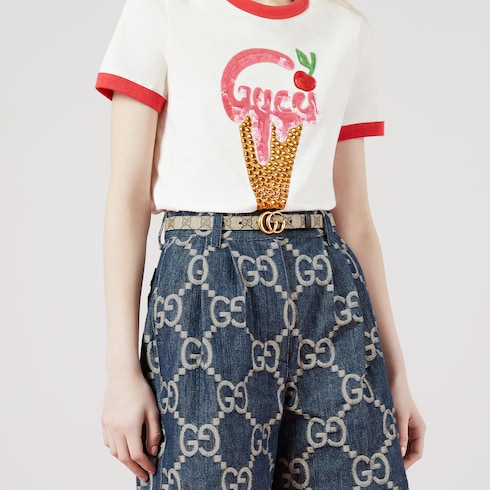Ceinture fine réversible GG Marmont