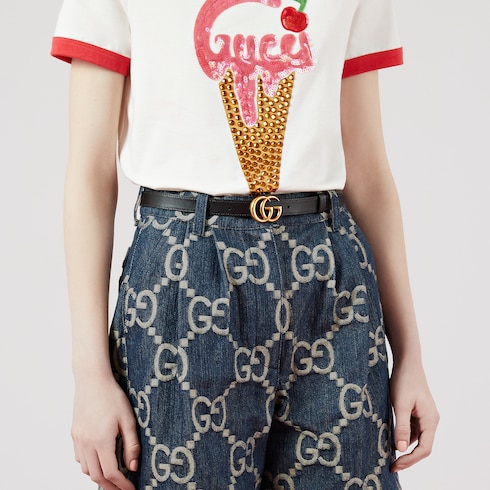Ceinture fine réversible GG Marmont