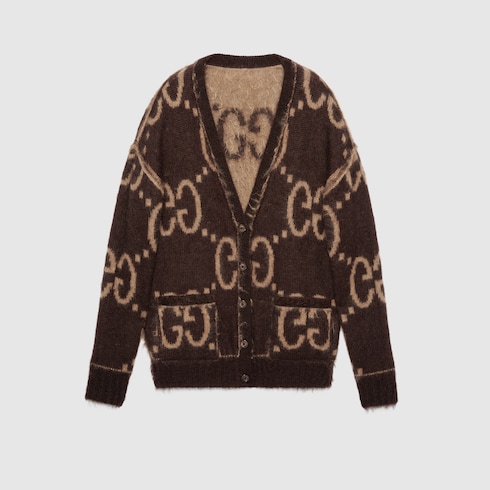 Cardigan de lana de angora con GG reversible