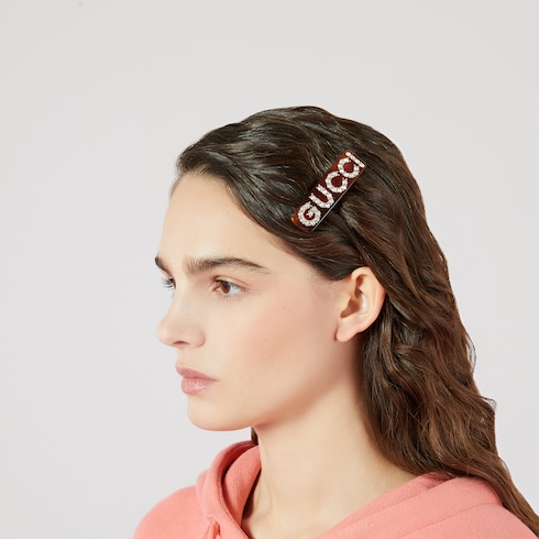 好評人気グッチ　gucci ラインストーン　黒　ヘヤクリップ バレッタ/ヘアクリップ