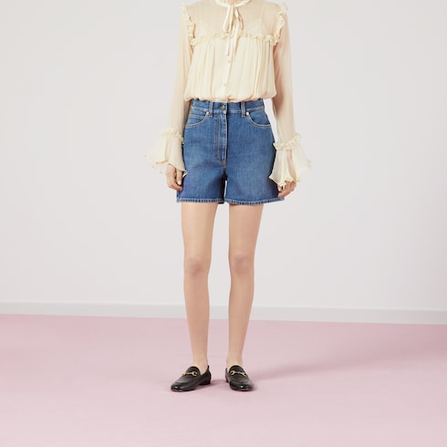 Short en denim avec details Mors en bleu GUCCI FR