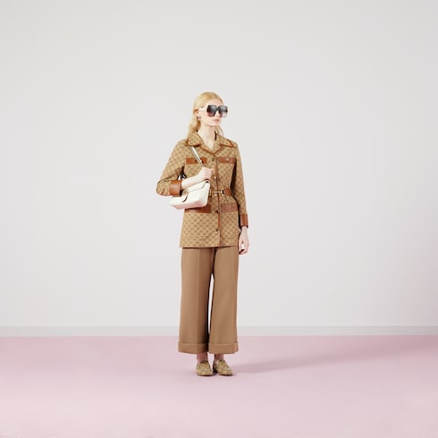 GG canvas jacket with Web belt