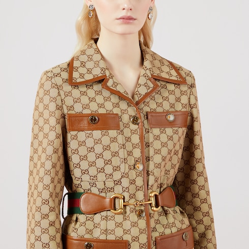 GG canvas jacket with Web belt