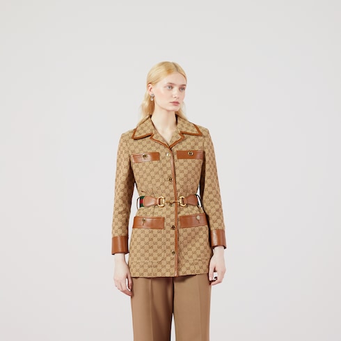 GG canvas jacket with Web belt
