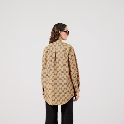 Camisa de lona con diseño de GG grande