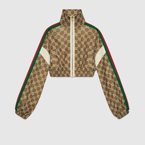 GUCCI Jacket in green fabric and GG pattern