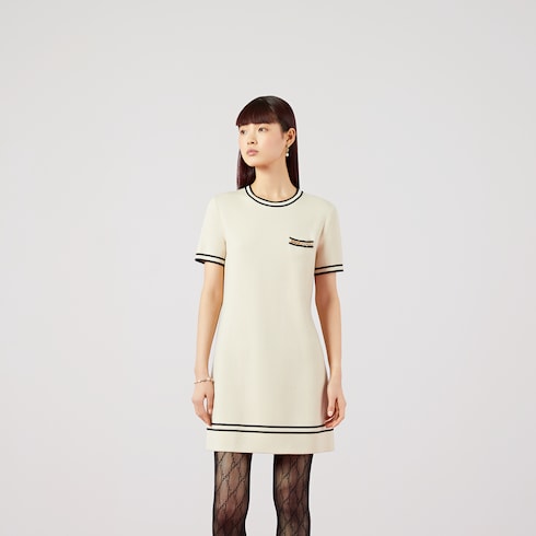Vestido de lana con jacquard con GG
