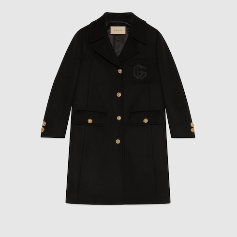Cappotto in lana con ricamo Doppia G