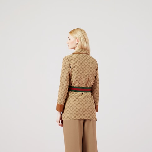 GG canvas jacket with Web belt