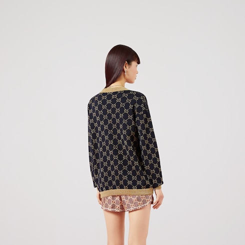 Cardigan en coton et lamé avec motif GG