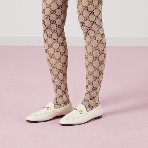 Gucci white leather loafers hotsell