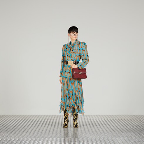 Gucci Lipstick and tool print silk skirt - 738081ZAMWK4374 Gucci Lipstick and tool print silk skirt - 738081ZAMWK4374