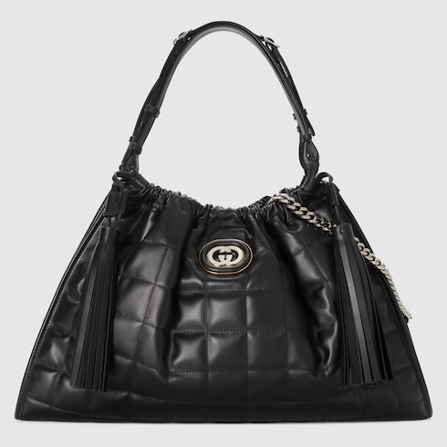 MittelgroBer Gucci Deco Shopper in schwarzes Leder GUCCI DE