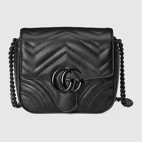 Black GG Marmont small matelassé-leather shoulder bag