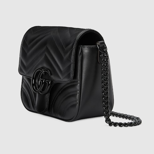 GG Marmont matelassé shoulder bag in black leather | GUCCI® US