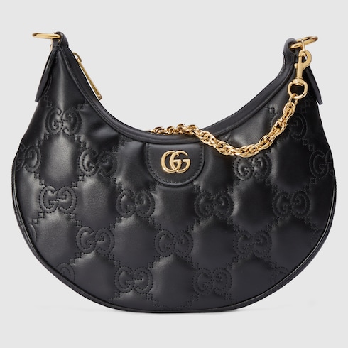 Sac a epaule en cuir GG matelasse petite taille en cuir noir GUCCI LU