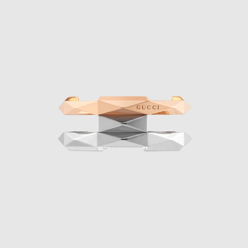 Anello doppio con borchie geometriche Gucci Link to Love