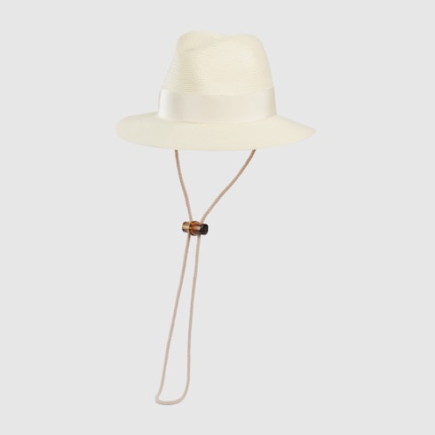 Gucci Raffia-effect wide-brimmed hat with bow. 1