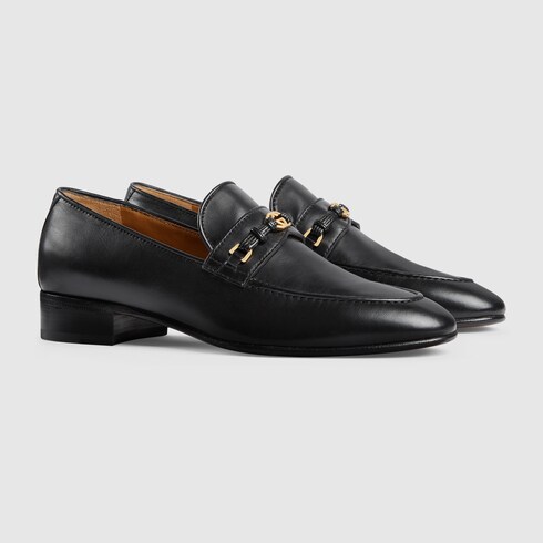 Leather loafer with store interlocking g horsebit