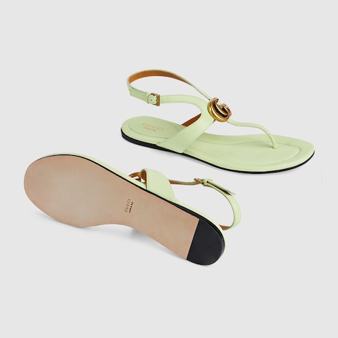 【美品】CLINCH Thong sandal Latigo OD オリーブ Women's thong sandal with Double G in light green leather