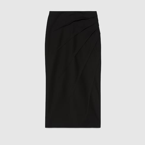 スカート GUCCI BLACK WOOL SKIRT Gucci Wool Crepe Midi Skirt | Black | FARFETCH