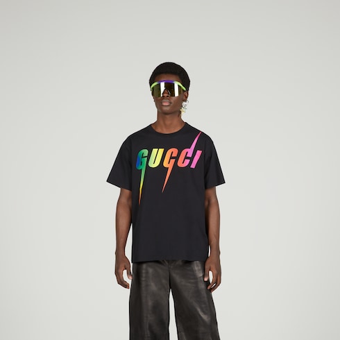 Gucci rainbow store logo t shirt