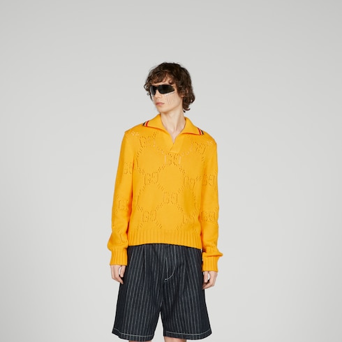 Perforated GG cotton sweater