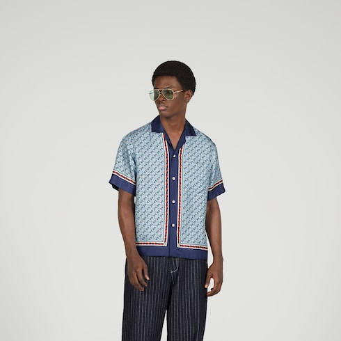 Gucci Silk 3D G print monogram shirt