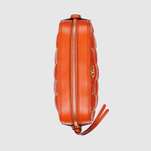 GG Matelassé small shoulder bag in orange leather | GUCCI® SG