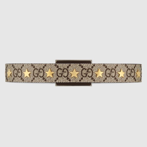 Star wide belt with Square G in beige and ebony Supreme GUCCI