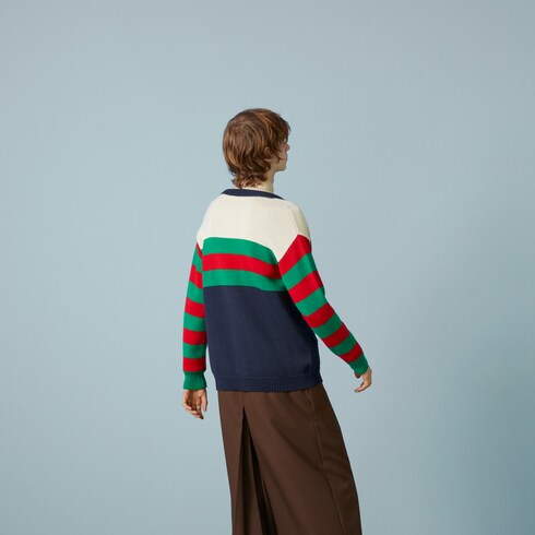 Cotton wool striped cardigan