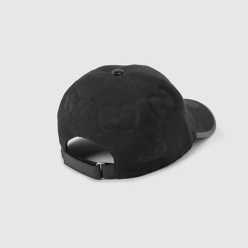 Jumbo GG Leather And Mesh Baseball Cap in Black - Gucci