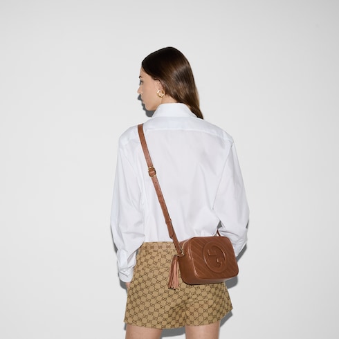 Gucci Women Ivory Leather Small Gucci Blondie Crossbody Bag