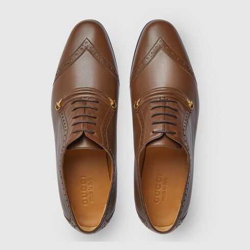Gucci 745831 Men\'s Auroville Goat Brown Sugar Lace-up Loafer Shoe, UK 9 Gucci Oxford Brown Dress Shoes for Men for sale | eBay main image 3