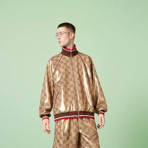 GG technical jersey zip jacket in gold GUCCI® SG