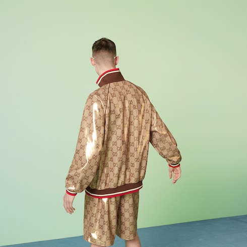 GG technical jersey zip jacket in gold | GUCCI® SG