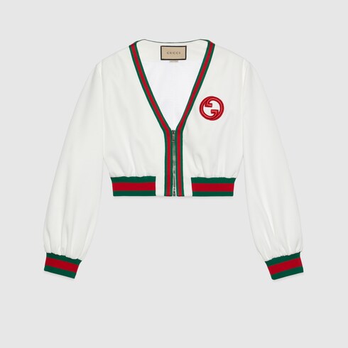 Gucci Jersey zip jacket with Web stripe. 1