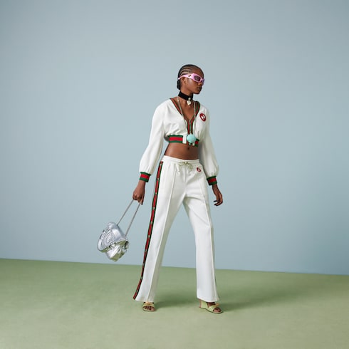 Gucci Jersey zip jacket with Web stripe. 2