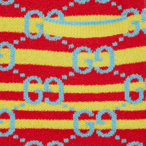 GG viscose jacquard dress in yellow, red and light blue