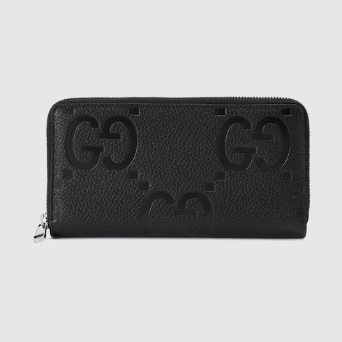 Jumbo GG zip around wallet in black leather | GUCCI® US