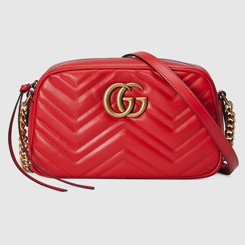 Sac a epaule GG Marmont petite taille en cuir rouge GUCCI FR