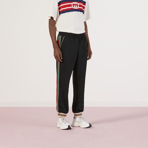 GG jacquard jersey jogging trousers in Black Ready-to-wear | GUCCI® SI
