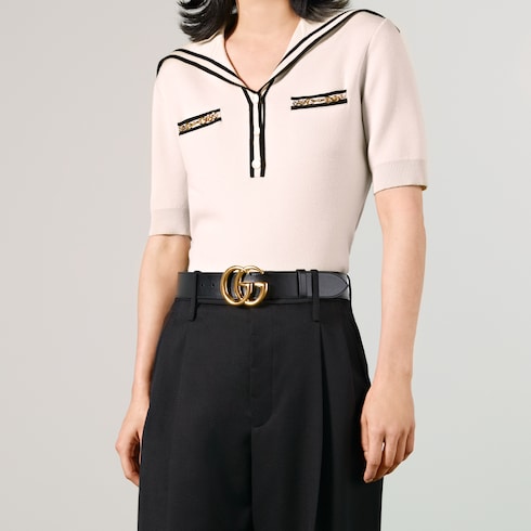 Широкий ремень GG Marmont с блестящей пряжкой