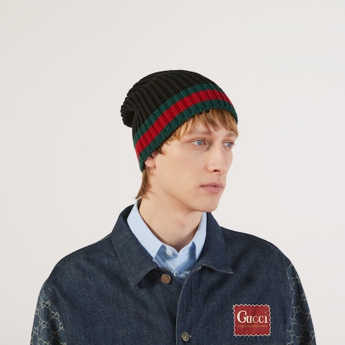 Bonnet en laine avec ruban Web