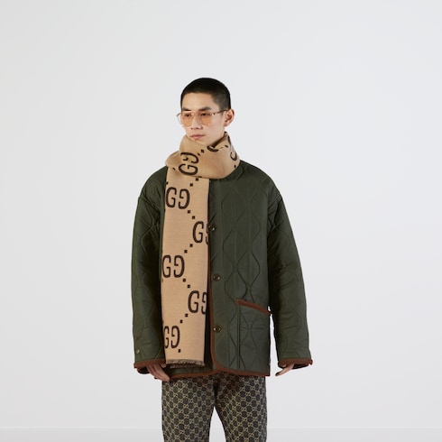 Sciarpa in lana e seta con motivo GG jacquard