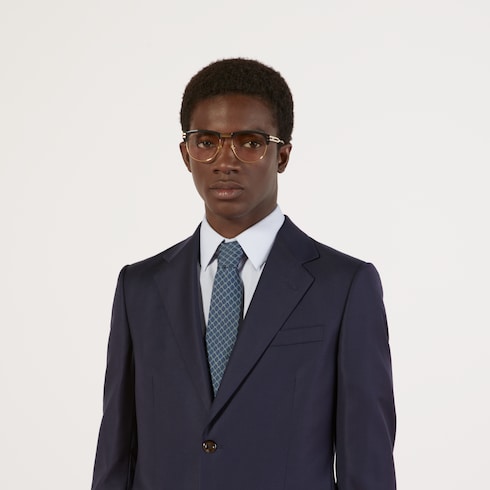 GG and rhombus motif silk tie