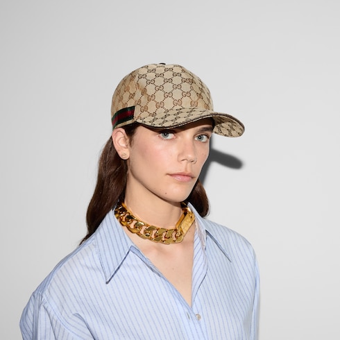 Gucci Original GG Canvas Baseball Hat with Web Beige/Brown