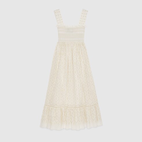 スカート GUCCI FLORAL BRODERIE ANGLAISE SKIRT WITH DOUBLE G Double G floral broderie anglaise skirt in ivory | GUCCI® SG